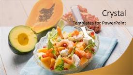  Presentation with papaya - Presentation theme featuring shrimp salad with arugula avocados background and a coral colored foreground
