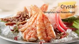  Presentation with shrimp fish - Slides featuring shrimp salmon and other type background and a coral colored foreground