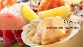  Presentation with shrimp fish - Slides consisting of shrimp salmon and other type background and a yellow colored foreground