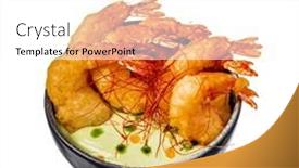  Presentation with shrimp - PPT theme featuring shrimp-tempura-on-a-plate background and a white colored foreground