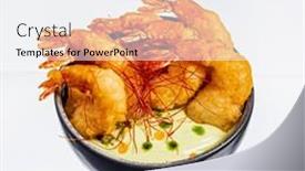  Presentation with shrimp - PPT theme consisting of shrimp-tempura-on-a-plate background and a sky blue colored foreground