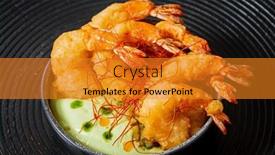  Presentation with shrimp - Slide set enhanced with shrimp-tempura-on-a-plate background and a gold colored foreground