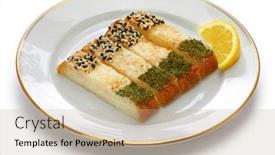  Presentation with dim sum - Presentation enhanced with shrimp-toast-prawn-toast-chinese background and a coral colored foreground