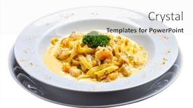  Presentation with haute cuisine - PPT theme featuring shrimp-with-pasta-haute-cuisine background and a white colored foreground