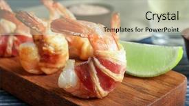  Presentation with shrimp - Cool new slide deck with shrimp wrapped in bacon backdrop and a mint green colored foreground