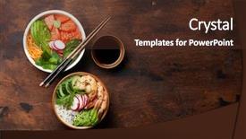  Presentation with salmon fish - PPT theme consisting of shrimps and vegetables traditional hawaiian background and a tawny brown colored foreground