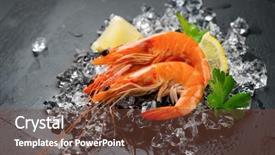  Presentation with food ice - Theme enhanced with shrimps fresh prawns background and a tawny brown colored foreground