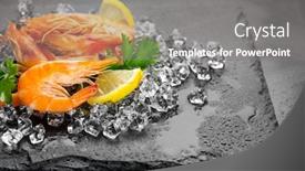  Presentation with food ice - Theme consisting of shrimps-fresh-prawns background and a gray colored foreground