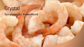  Presentation with shrimps - Theme featuring frozen seafood - shrimps on a plate background and a coral colored foreground