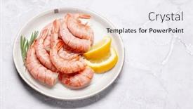  Presentation with shrimps - Slides having shrimps-on-plate-with-lemon background and a sky blue colored foreground
