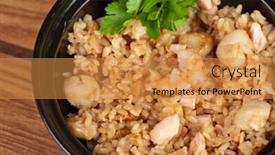  Presentation with shrimps - PPT theme consisting of shrimps risotto garnished with fresh parsley background and a gold colored foreground