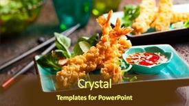  Presentation with shrimp - Presentation design consisting of shrimps tempura with spicy chili background and a tawny brown colored foreground