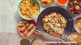  Presentation with shrimps - Audience pleasing theme consisting of shrimps top view asian style backdrop and a coral colored foreground