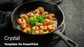  Presentation with olive oil and berries - PPT theme having shrimps-with-garlic-olive-oil background and a black colored foreground