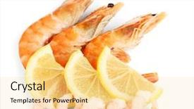  Presentation with shrimps - Slide deck having shrimps with lemon isolated on white background and a blonde colored foreground