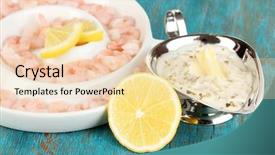  Presentation with shrimps - PPT layouts enhanced with shrimps-with-lemon-on-plate background and a lemonade colored foreground