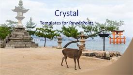  Presentation with deer - PPT layouts having shrine - deer and torii of miyajima background and a sky blue colored foreground