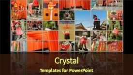  Presentation with fox - Beautiful PPT theme featuring shrine scenics in tv wall backdrop and a tawny brown colored foreground