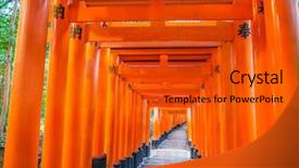  Presentation with ancient japan - Presentation having shrine temple in kyoto japan background and a gold colored foreground