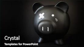  Presentation with piggy bank - PPT theme featuring abuse - black piggy bank background and a black colored foreground