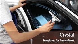  Presentation with worker - Cool new presentation with female worker tinting car window backdrop and a tawny brown colored foreground