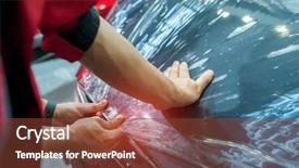  Presentation with paint - Slide set having worker install car paint protection background and a  colored foreground