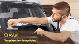  Presentation with worker - Slide deck with process adherence - worker tinting car window background and a tawny brown colored foreground
