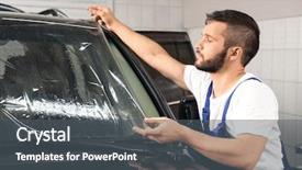  Presentation with wine shop and barrel - PPT theme having process adherence - worker tinting car window background and a gray colored foreground