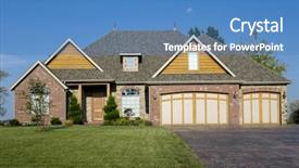  Presentation with architecture home - Presentation theme featuring shrubbery - beautiful home or house background and a teal colored foreground