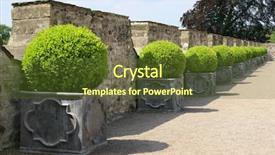  Presentation with square - Beautiful presentation design featuring shrubbery - green circular hedging shrubs backdrop and a tawny brown colored foreground