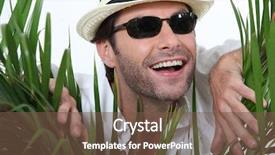  Presentation with lilac bush wood - Slides having shrubbery - man wearing hat behind bush background and a tawny brown colored foreground