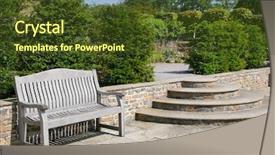  Presentation with outdoor patio - Presentation design consisting of shrubbery - outdoor garden tiled patio area background and a tawny brown colored foreground