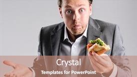  Presentation with mindful eating - PPT theme featuring shrugging to the fast pace background and a coral colored foreground