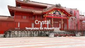  Presentation with ancient japan - Colorful presentation theme enhanced with shuri castle in okinawa japan backdrop and a tawny brown colored foreground