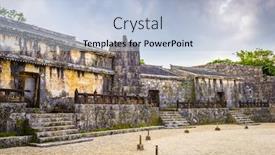  Presentation with japan - Cool new PPT theme with shuri-okinawa-japan-at-tamaudun backdrop and a light blue colored foreground