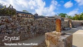 Presentation with japan - PPT theme consisting of shuri-okinawa-japan-at-tamaudun background and a tawny brown colored foreground
