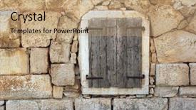  Presentation with house window - Slides enhanced with shutter lock - closed window at the old background and a coral colored foreground