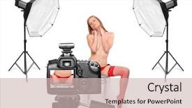  Presentation with professional - Amazing slides having shutter stock - attractive model in professional studio backdrop and a soft green colored foreground