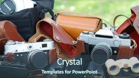  Presentation with cameras - Audience pleasing slides consisting of shutter stock - heap of old cameras backdrop and a  colored foreground