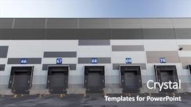  Presentation with storage - Slide deck enhanced with shutter stock - logistic storage and shipment concept background and a  colored foreground