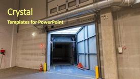  Presentation with loading - Slide deck featuring shutter stock - logistic storage shipment transportation background and a tawny brown colored foreground