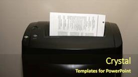  Presentation with blue eyes technology eye scan - Amazing presentation design having shutter stock - shredding secret documents for your backdrop and a  colored foreground