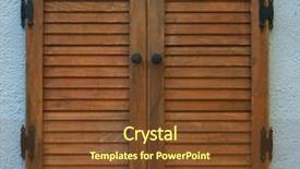  Presentation with house window - Audience pleasing PPT theme consisting of shutters on a wall backdrop and a tawny brown colored foreground