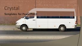  Presentation with portfolio - Cool new PPT layouts with shuttle-bus-see-many-similar backdrop and a coral colored foreground