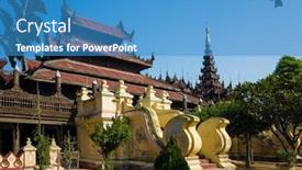 Presentation with wood carving - Slide deck with shwe-in-bin-teak-monastery background and a teal colored foreground