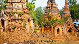  Presentation with lake - PPT layouts having shwe indein pagoda with hundrets background and a gold colored foreground