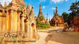  Presentation with lake - Audience pleasing slide deck consisting of shwe indein pagoda with hundrets backdrop and a yellow colored foreground