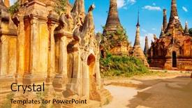  Presentation with vietnam culture pagoda - Beautiful PPT theme featuring shwe indein pagoda with hundrets backdrop and a gold colored foreground
