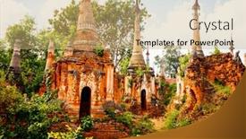  Presentation with lake - Theme having shwe-indein-pagoda-with-hundrets background and a coral colored foreground