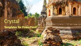  Presentation with lake - PPT layouts enhanced with shwe-indein-pagoda-with-hundrets background and a tawny brown colored foreground
